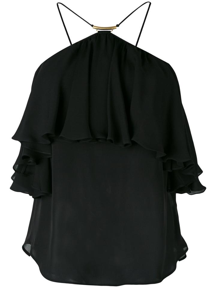 Plein Sud Halter Ruffle Top - Black