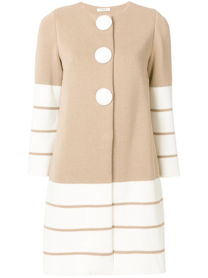Charlott Striped Knit Coat - Neutrals