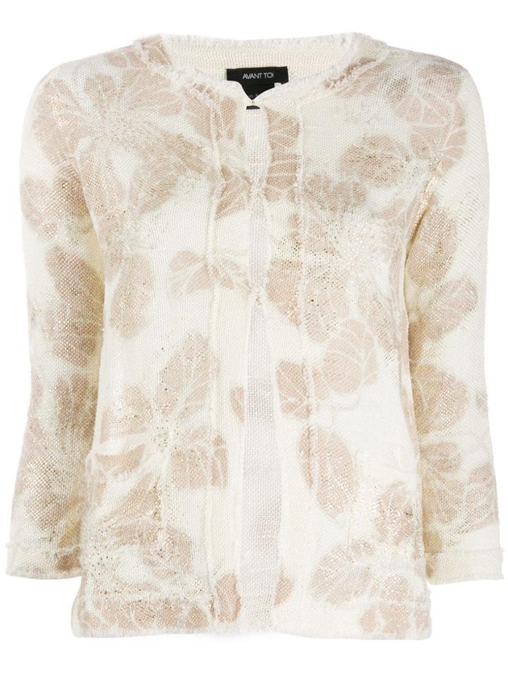 Avant Toi Foliage-print Cardigan - Neutrals