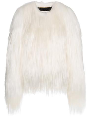 Saint Laurent Shaggy Goat Hair Coat - White