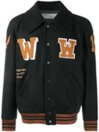 Patch Detail Varsity Jacket, Men's, Size: Small, Black, Virgin Wool/polyamide/viscose/polyester, Off-white