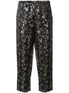 Marni Flower Jacquard Cropped Trousers - Blue