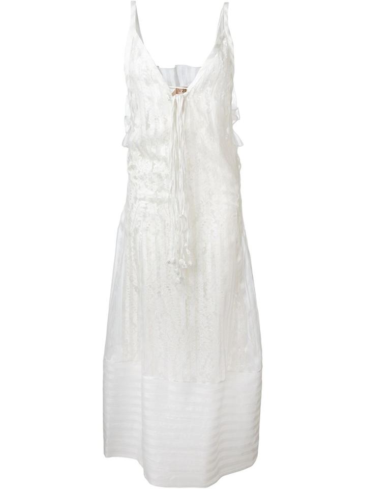 No21 Lace And Stripe Maxi Dress - White