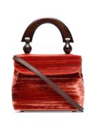 By Far Red Fiona Mini Velvet Tote Bag