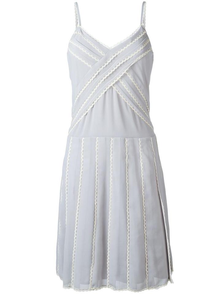 Red Valentino Lace Trim Dress, Women's, Size: 40, Grey, Polyester/polyamide