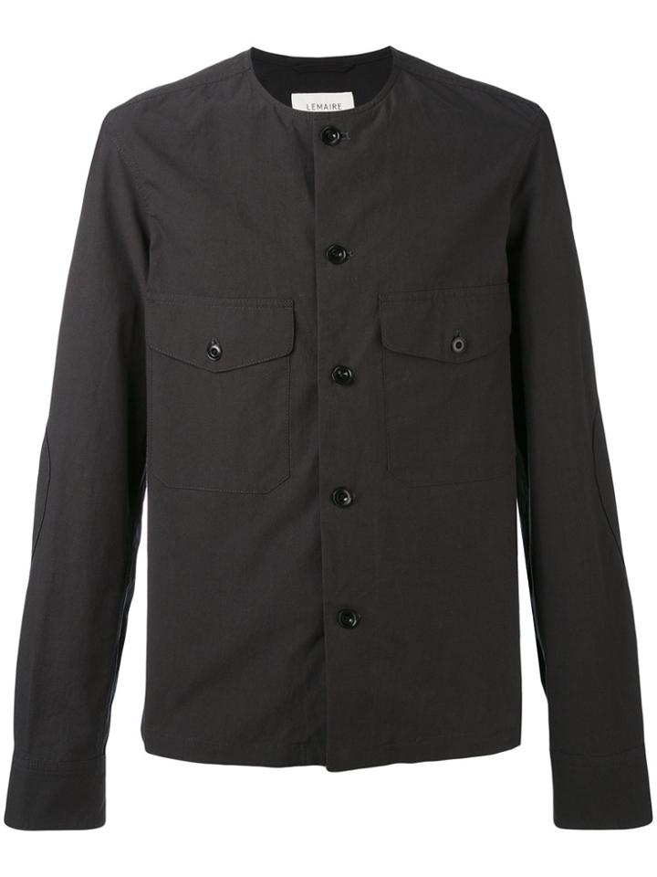Lemaire Collarless Shirt - Black
