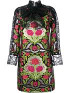 Gucci Floral Brocade And Lace Dress - Black