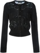 Dolce & Gabbana Floral Lace Inserts Cardigan, Women's, Size: 40, Black, Silk/cashmere
