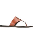 Tory Burch Laser Cut Detail Sandals, Women's, Size: 36, Brown, Leather/rubber