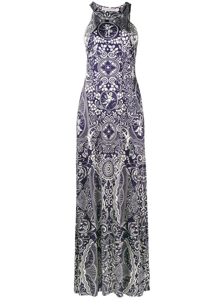 Mary Katrantzou - 'poker' Halterneck Dress - Women - Spandex/elastane/viscose - M, Blue, Spandex/elastane/viscose