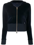 Versace Cropped Velour Hoodie - Blue