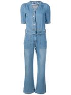 Sjyp Belted Denim Jumpsuit - Blue