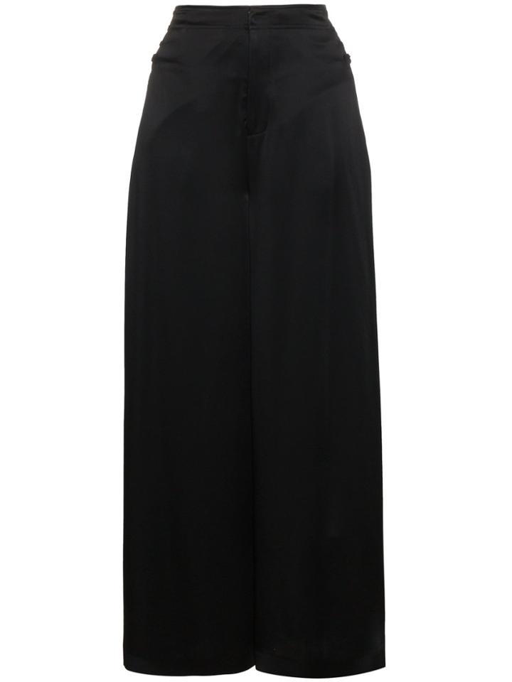 Adeam Wide Legged Satin Trousers - Black