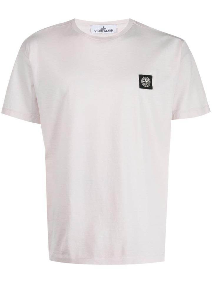 Stone Island Logo Embellished T-shirt - Pink
