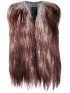 Liska Fox Fur Long Gilet - Grey