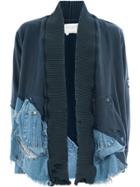Greg Lauren Denim-panelled Jersey Jacket - Blue