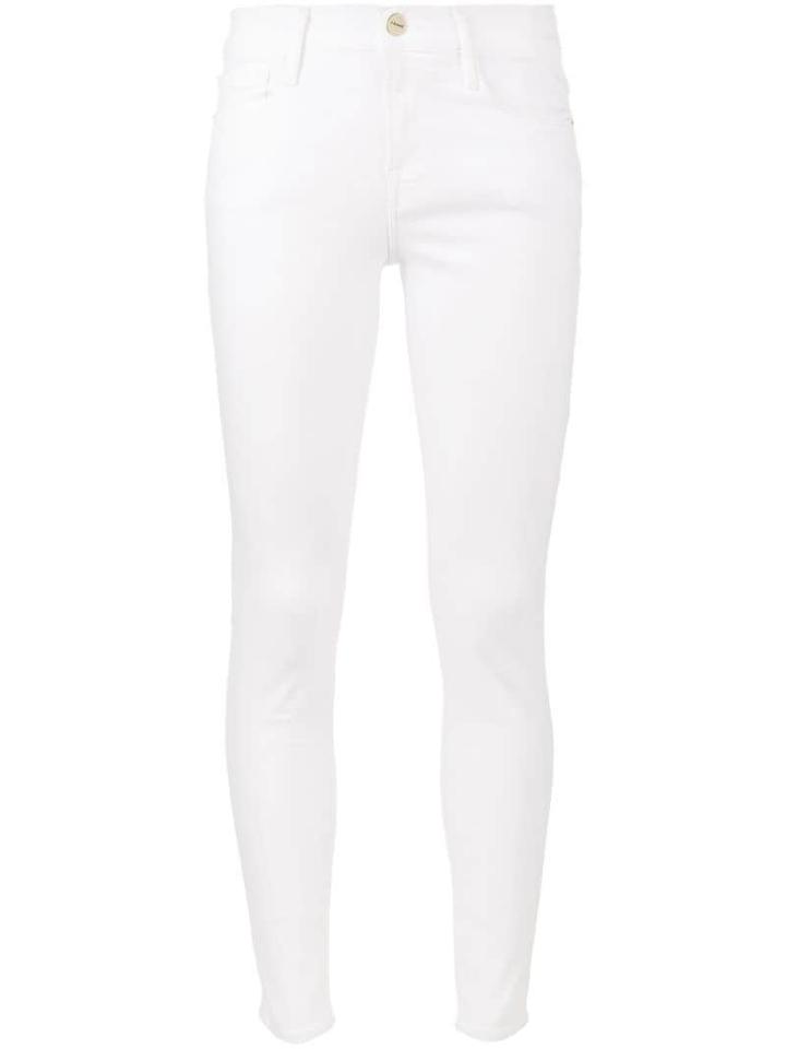 Frame Le Color White Mid Rise Skinny Jeans