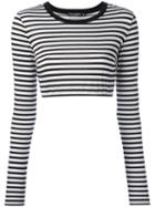 Dolce & Gabbana Cropped Striped Top, Women's, Size: 40, Black, Cotton