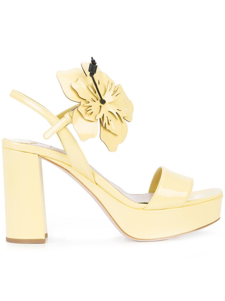 Miu Miu Oversized Flower Platform Sandals - Yellow & Orange