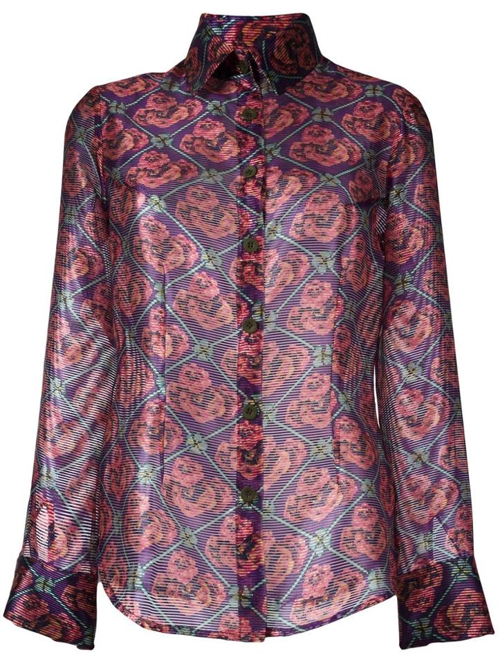 Daizy Shely Floral Print Shirt - Pink & Purple