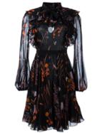 Giambattista Valli Billow-sleeve Ruffled Dress, Women's, Size: 38, Black, Silk/viscose/cotton