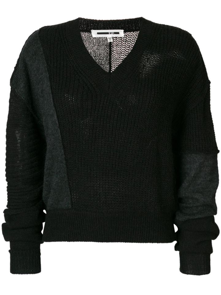 Mcq Alexander Mcqueen Panelled V-neck Pullover - Black