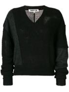 Mcq Alexander Mcqueen Panelled V-neck Pullover - Black