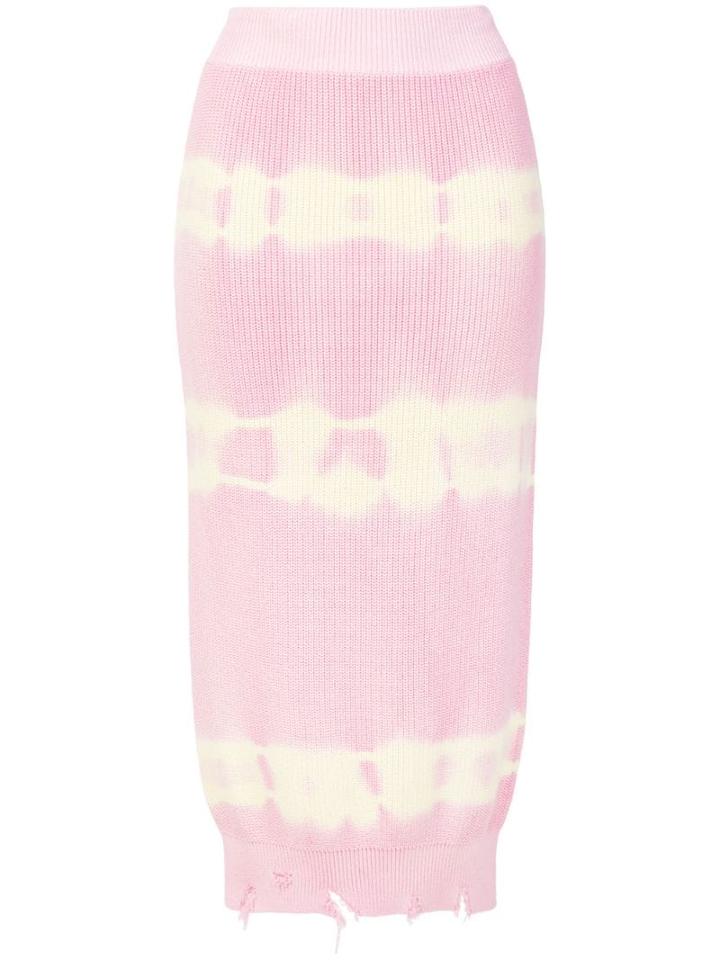 Msgm Tie-dye Rib Knit Skirt - Pink