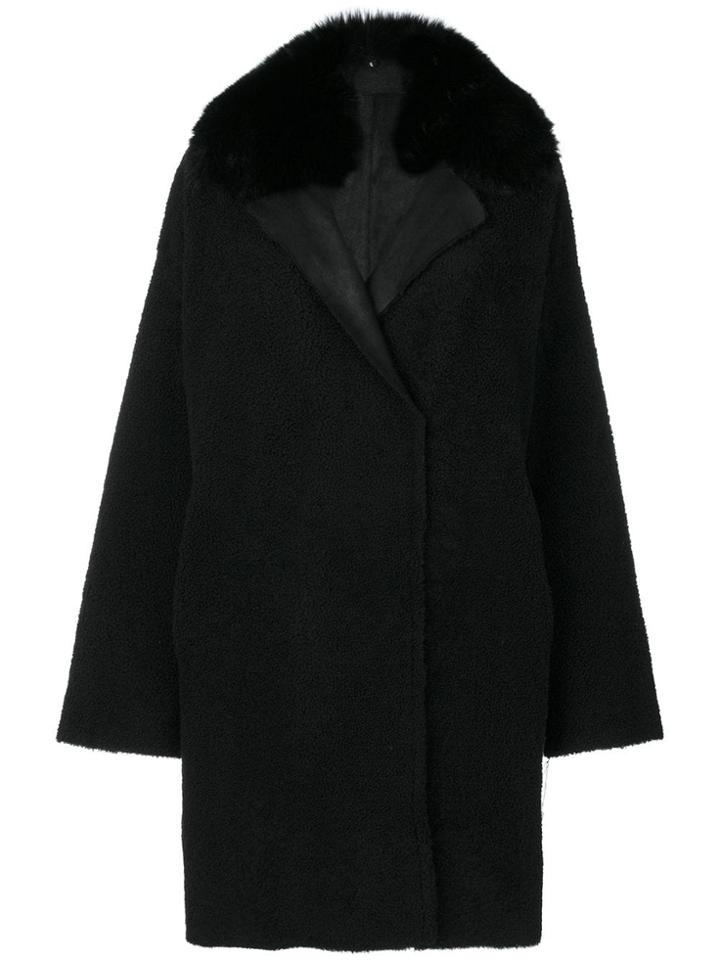 Guy Laroche Fur Trim Coat - Black