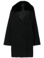 Guy Laroche Fur Trim Coat - Black
