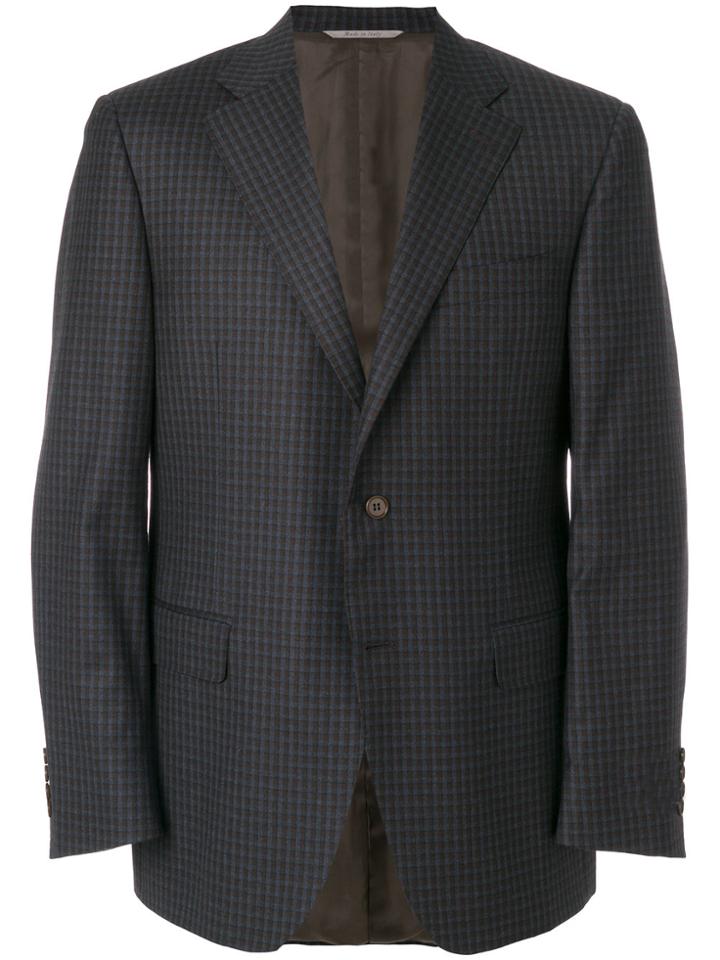 Canali Checked Formal Blazer - Blue