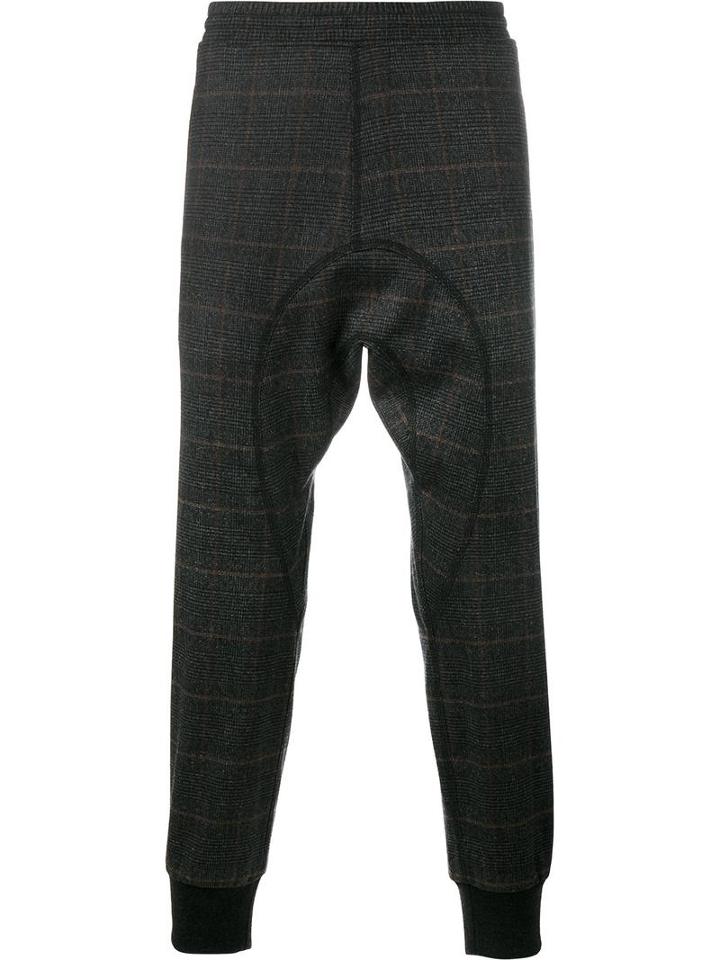 Neil Barrett Check Print Sweatpants, Men's, Size: 48, Grey, Virgin Wool/polyamide/spandex/elastane/cotton