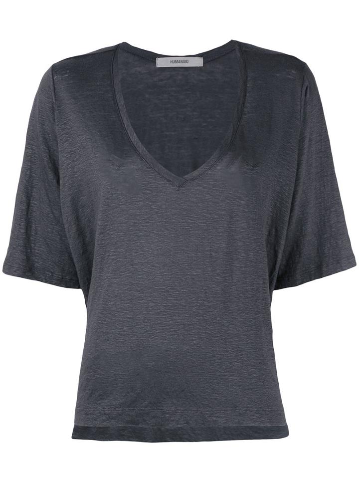 Humanoid - Draped T-shirt - Women - Linen/flax/spandex/elastane - S, Women's, Grey, Linen/flax/spandex/elastane