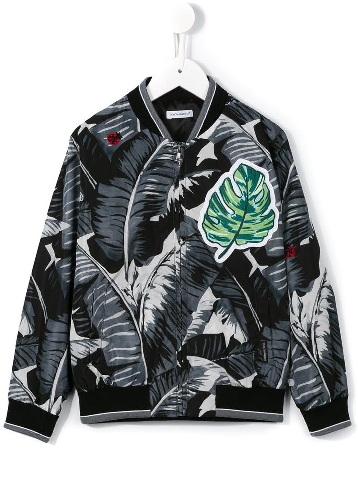 Dolce & Gabbana Kids - 'banana Leaf' Bomber Jacket - Kids - Nylon/viscose - 2 Yrs, Black