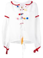 Forte Forte - Pompom Blouse - Women - Linen/flax/viscose - 38, White, Linen/flax/viscose
