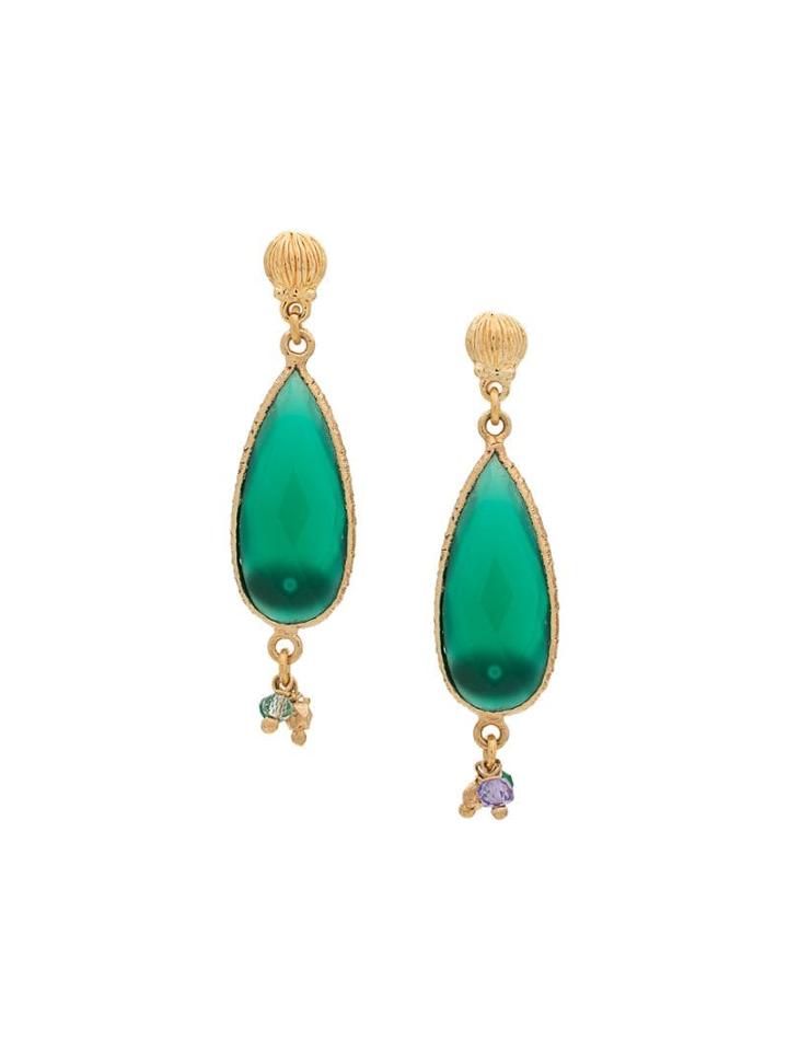 Gas Bijoux Serti Goutte Earrings - Green