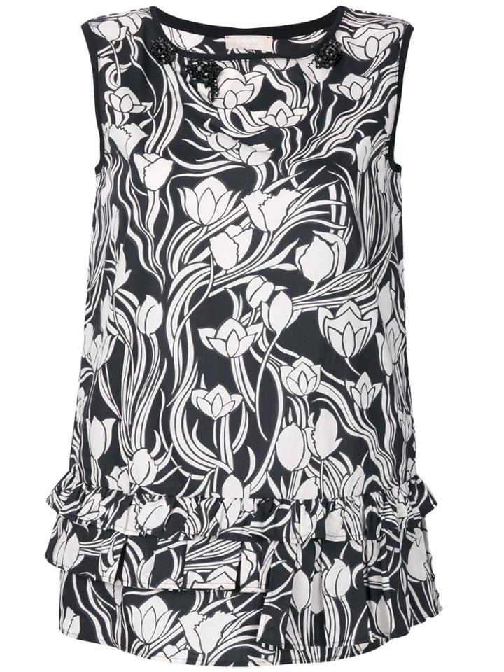 's Max Mara Printed Top With Ruffles - White