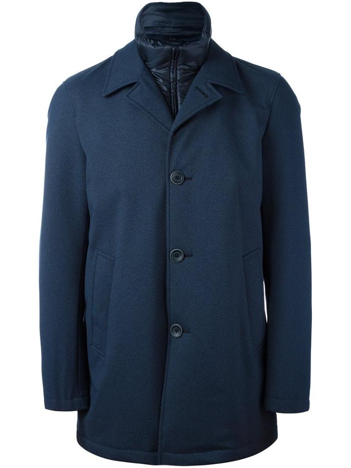 Herno Button Down Sport Jacket, Men's, Size: 54, Blue, Polyamide/polyester/polyurethane