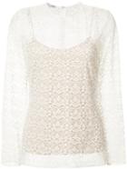 Layered Lace Top - Women - Cotton/polyester - 40, Nude/neutrals, Cotton/polyester, Stella Mccartney