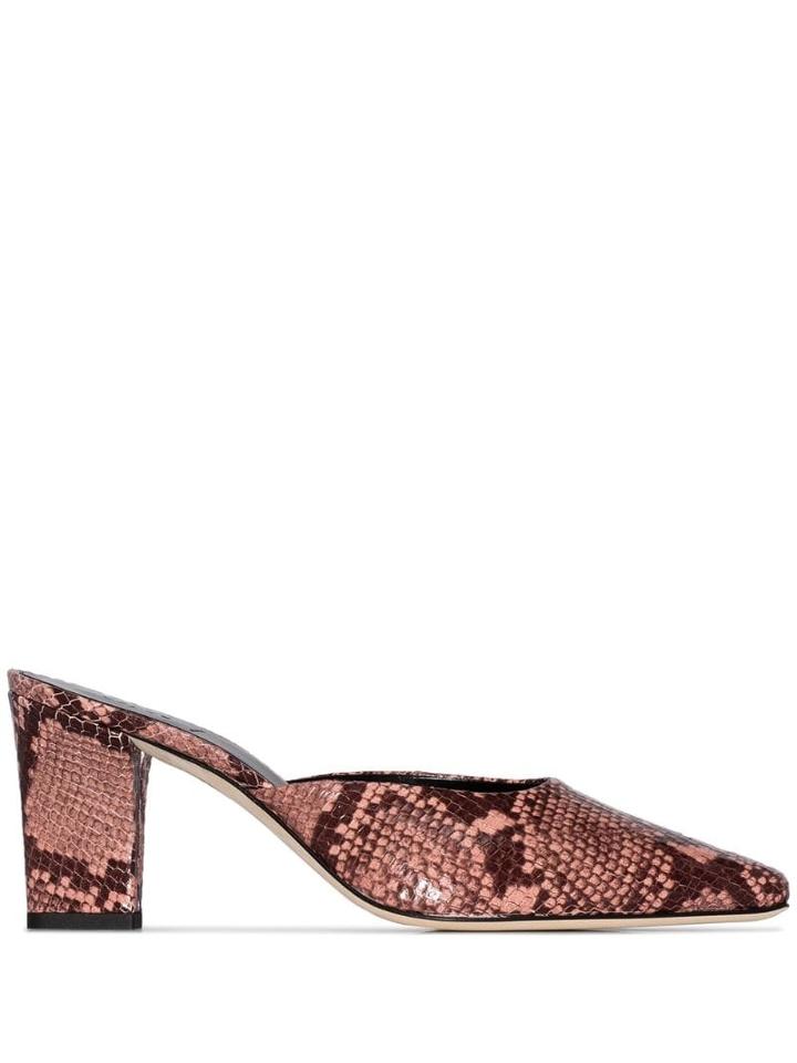 Aeyde Signe Snake-effect Mules - Pink