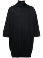 Nude Roll Neck Loose Fit Shirt - Black