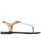 Dolce & Gabbana Logo Plaque Thong Sandals - Metallic