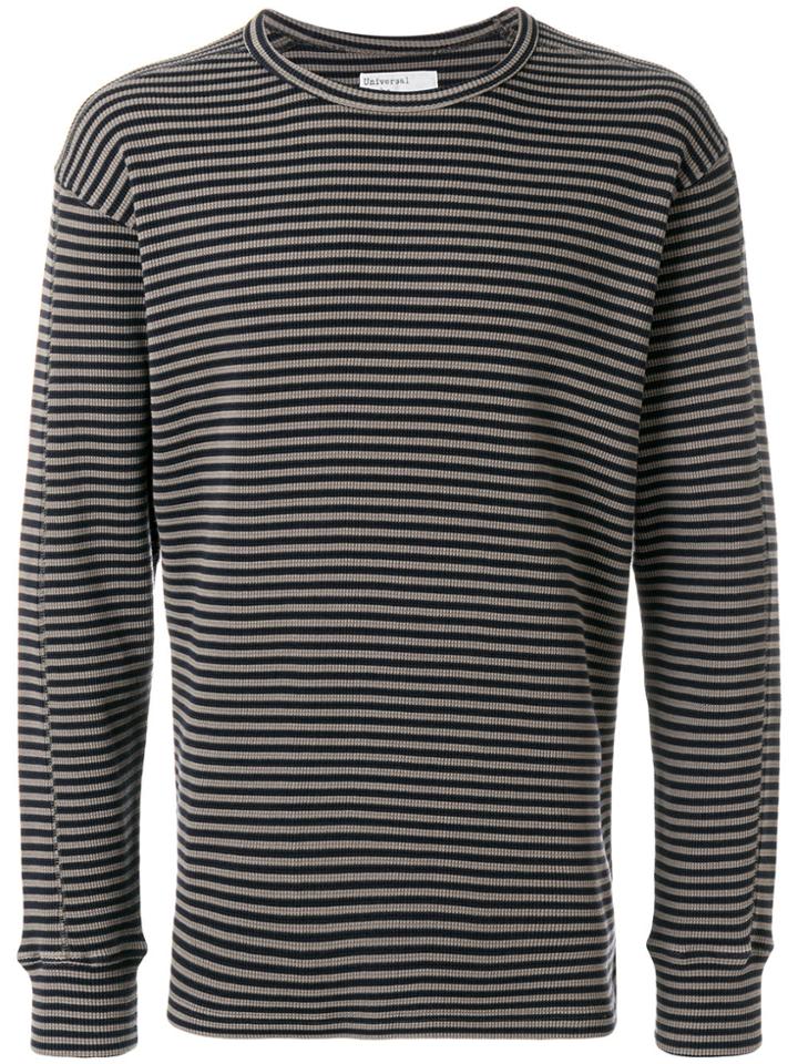 Universal Works Striped Long Sleeve T-shirt - Blue