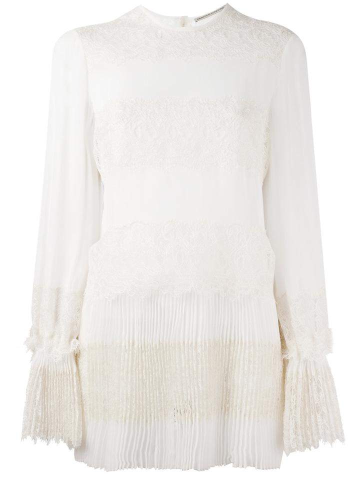 Ermanno Scervino Lace Panel Pleated Blouse, Women's, Size: 38, White, Silk