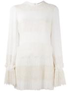 Ermanno Scervino Lace Panel Pleated Blouse, Women's, Size: 38, White, Silk