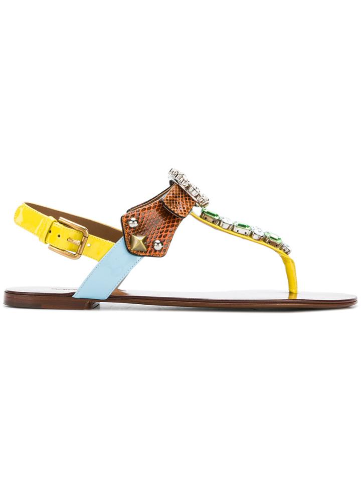 Dolce & Gabbana Embellished Thong Sandals - Multicolour