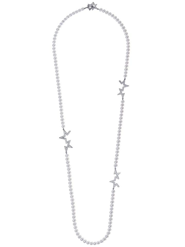 Tasaki 18kt White Gold Abstract Star Diamond And Pearl Necklace