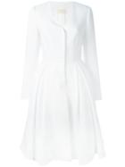 Sara Battaglia - Flared Coat - Women - Cotton/polyester/acetate/cupro - 40, White, Cotton/polyester/acetate/cupro