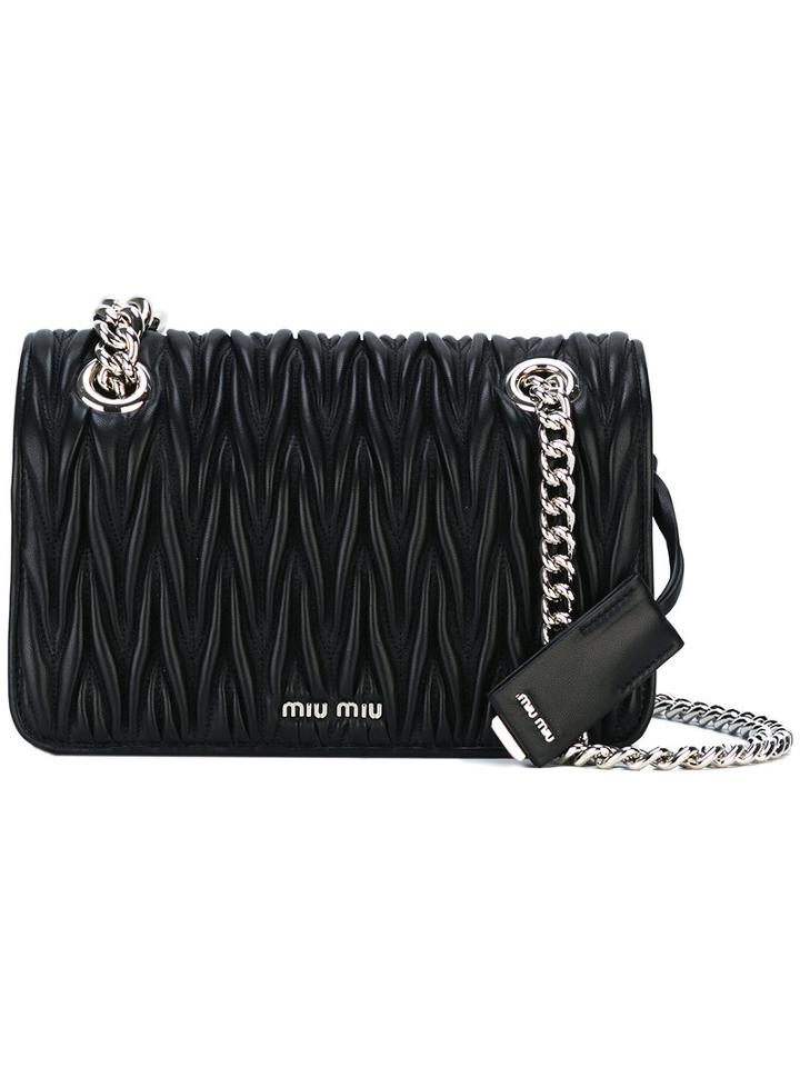 Miu Miu Quilted Crossbody Bag, Women's, Black, Artificial Fur/metal