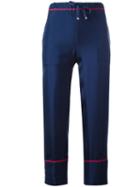 Moncler High-waist Trousers, Women's, Size: 42, Blue, Silk